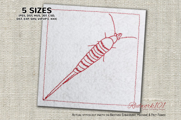 Archaeognatha Redwork: A Bold Embroidery Design for Craft Fairs