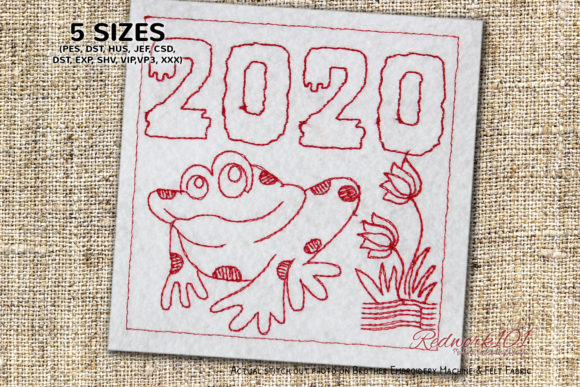 Cute Froggie with Lotus Flower Redwork Review for Apparel Projects