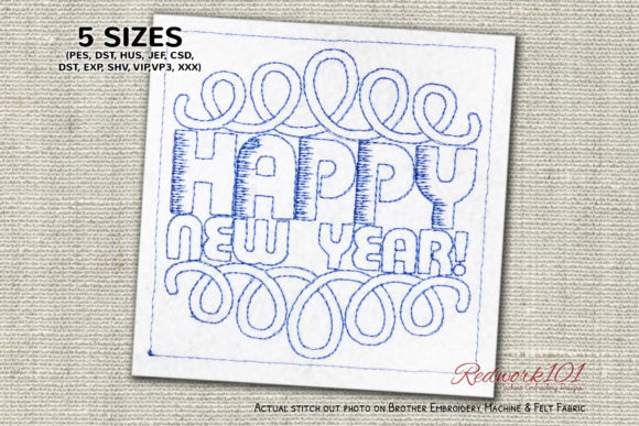 Happy New Year Pattern Redwork Review for Seasonal Embroidery