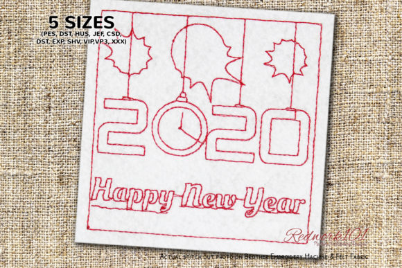 New Year Clock with Decoration Redwork Review