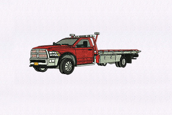 Red Tow Truck: A Bold Sweatshirt Embroidery Design for Boutique Brands