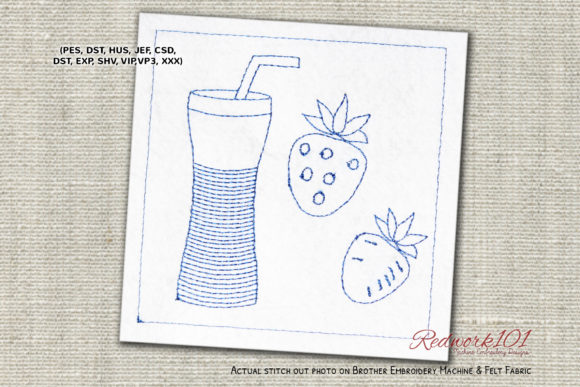 Strawberry Juice Redwork: A Bold Embroidery Design for Craft Fairs